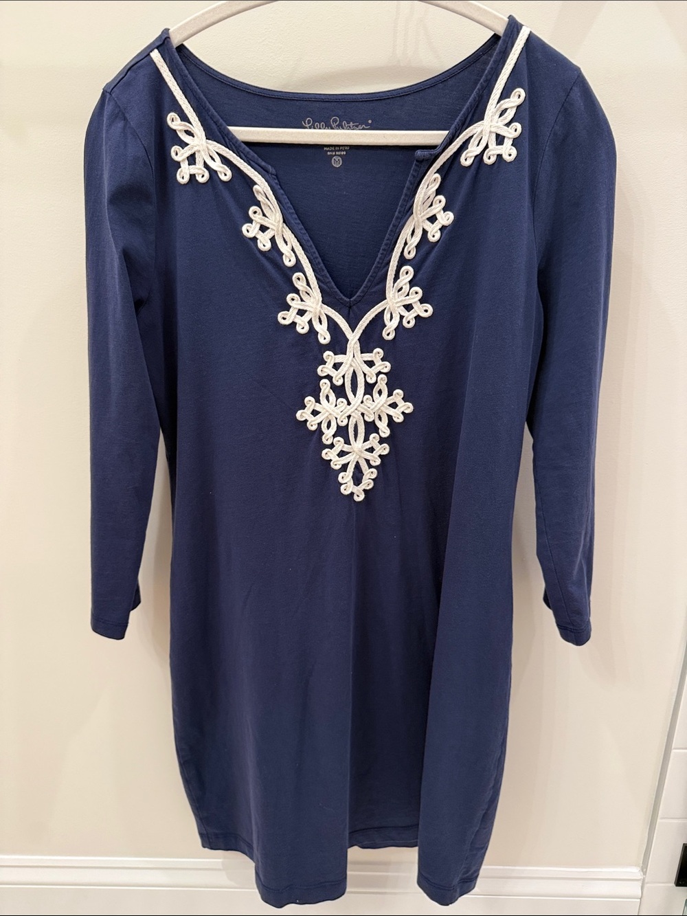 Lilly Pulitzer Navy Dress with White Embroidered Appliqué